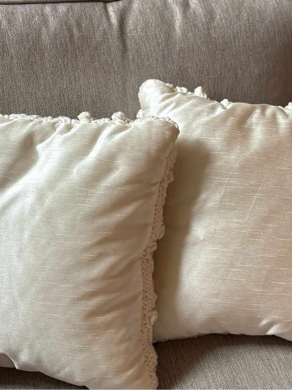 Knit Bobble Throw Pillow Set in Cream